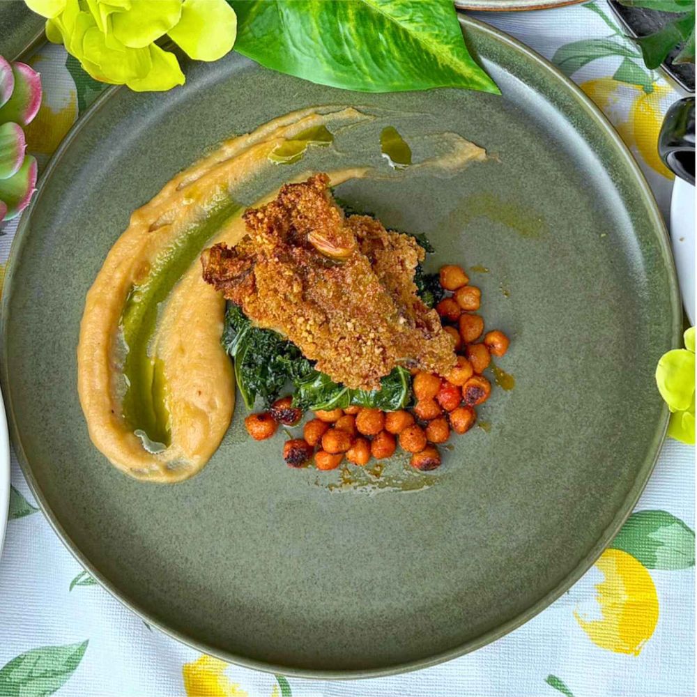 Parmesan Oyster Mushroom with Sacha Inchi Horseradish Purée